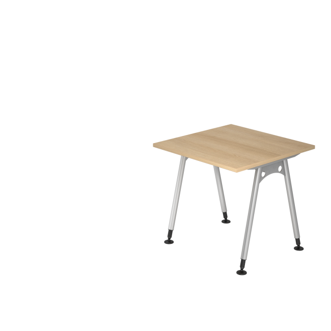 Schreibtisch Adelaide - 680-760 mm höhenverstellbar - A-Fuß - B 800 mm - silber/eiche