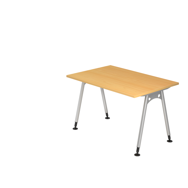 Schreibtisch Adelaide - 680-760 mm höhenverstellbar - A-Fuß - B 1200 mm - silber/buche