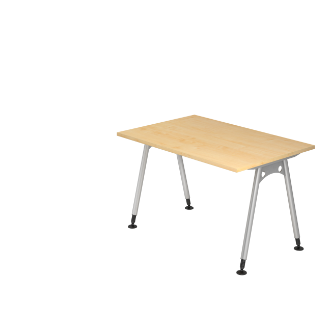 Schreibtisch Adelaide - 680-760 mm höhenverstellbar - A-Fuß - B 1200 mm - silber/ahorn