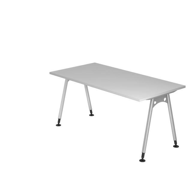 Schreibtisch Adelaide - 680-760 mm höhenverstellbar - A-Fuß - B 1600 mm - silber/grau