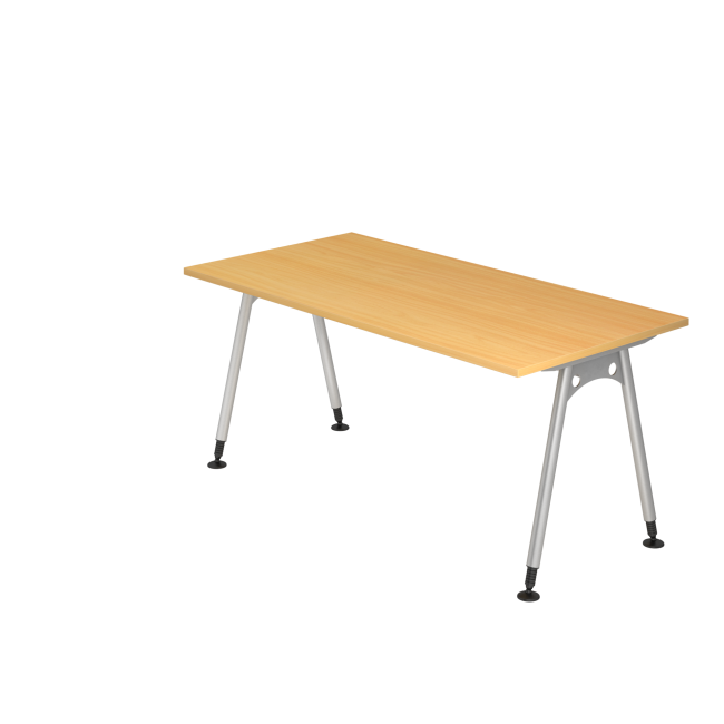Schreibtisch Adelaide - 680-760 mm höhenverstellbar - A-Fuß - B 1600 mm - silber/buche