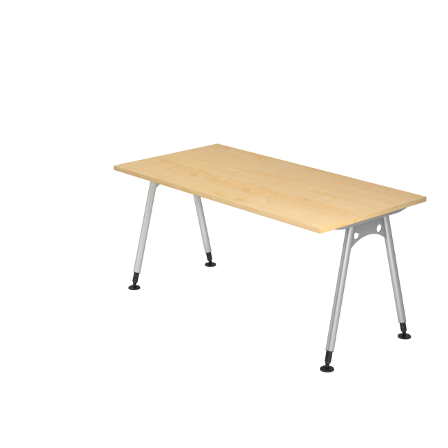 Schreibtisch Adelaide - 680-760 mm höhenverstellbar - A-Fuß - B 1600 mm - silber/ahorn