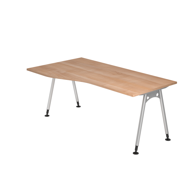 Freiformtisch Adelaide - 680-760 mm höhenverstellbar - A-Fuß - silber/nussbaum
