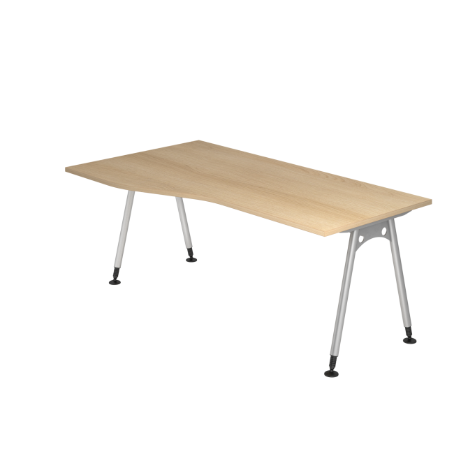 Freiformtisch Adelaide - 680-760 mm höhenverstellbar - A-Fuß - silber/eiche