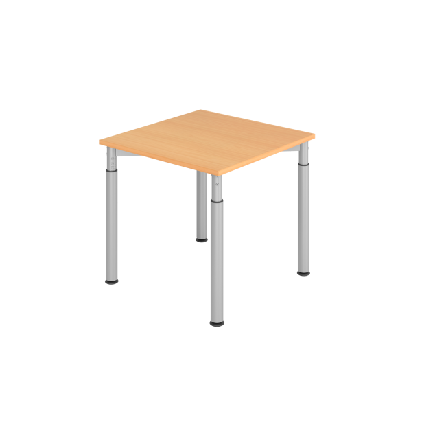 Schreibtisch Yale - 680-820 mm höhenverstellbar - B 800 mm - 4-Fuß - silber/buche