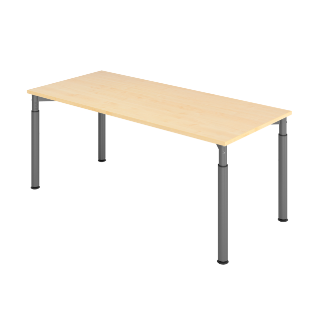 Schreibtisch Yale - 680-820 mm höhenverstellbar - B 1800 mm - 4-Fuß - graphit/ahorn