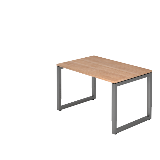Schreibtisch Rotterdam - 650-850 mm höheneinstellbar - O-Fuß - B 1200 mm - graphit/nussbaum