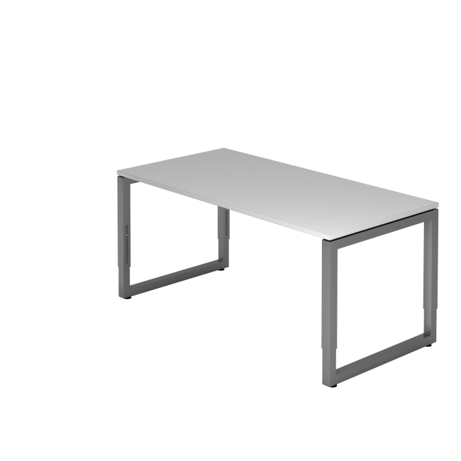 Schreibtisch Rotterdam - 650-850 mm höheneinstellbar - O-Fuß - B 1600 mm - graphit/grau