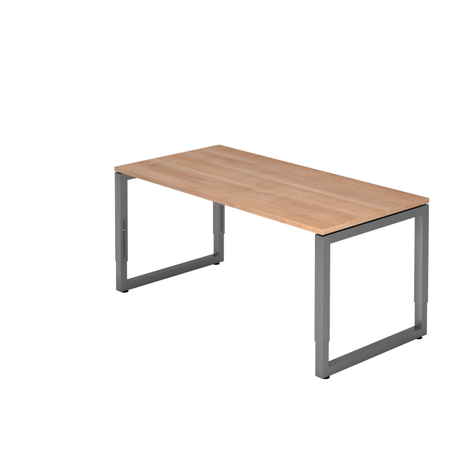 Schreibtisch Rotterdam - 650-850 mm höheneinstellbar - O-Fuß - B 1600 mm - graphit/nussbaum