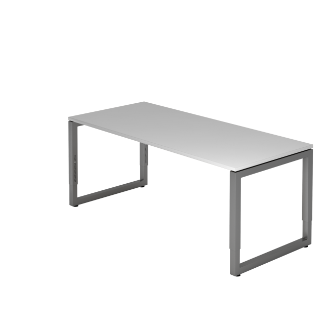 Schreibtisch Rotterdam - 650-850 mm höheneinstellbar - O-Fuß - B 1800 mm - graphit/grau