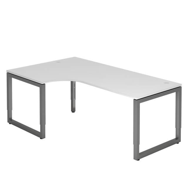 Winkelschreibtisch Rotterdam - 650-850 mm höheneinstellbar - O-Fuß - graphit/weiß