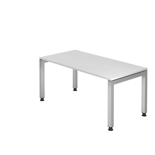 Schreibtisch Johannesburg - höheneinstellbar - B 1600 mm - U-Fuß - weiß