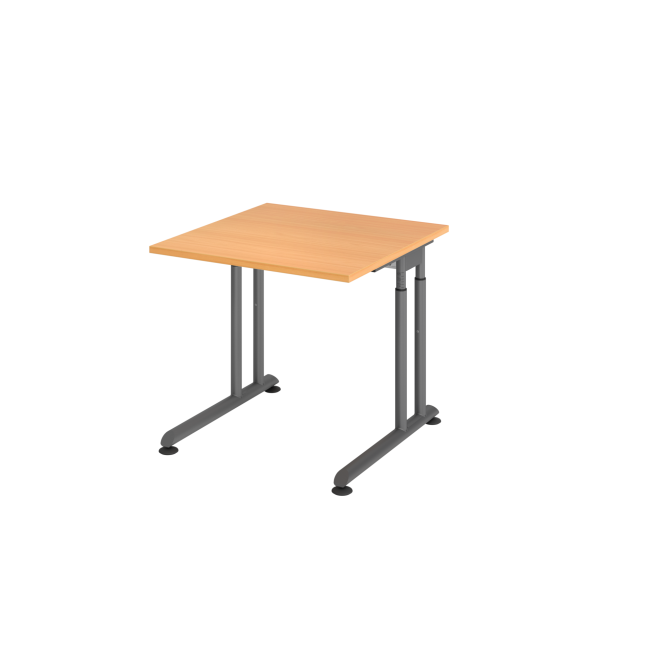 Schreibtisch Zürich - mechanisch höhenverstellbar - C-Fuß - Kabelwanne - B 800 mm - graphit/buche