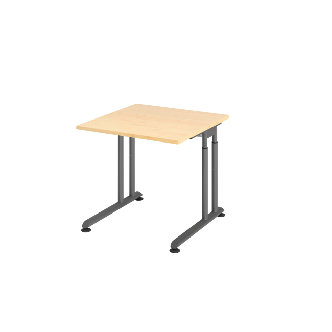 Schreibtisch Zürich - mechanisch höhenverstellbar - C-Fuß - Kabelwanne - B 800 mm - graphit/ahorn