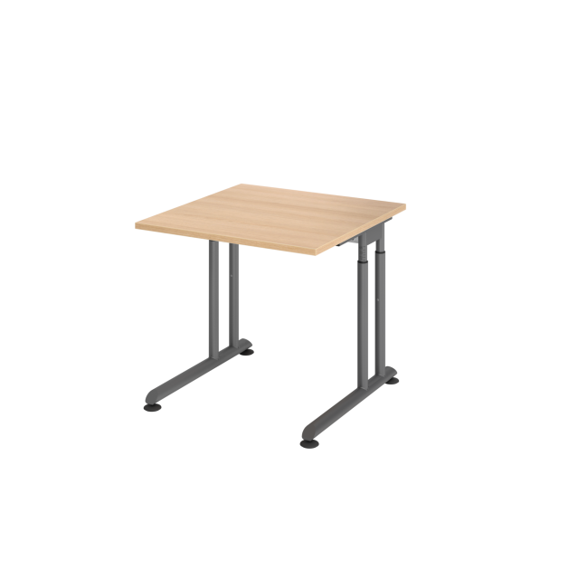 Schreibtisch Zürich - mechanisch höhenverstellbar - C-Fuß - Kabelwanne - B 800 mm - graphit/eiche