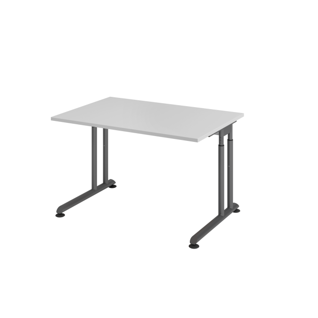 Schreibtisch Zürich - mechanisch höhenverstellbar - C-Fuß - Kabelwanne - B 1200 mm - graphit/grau