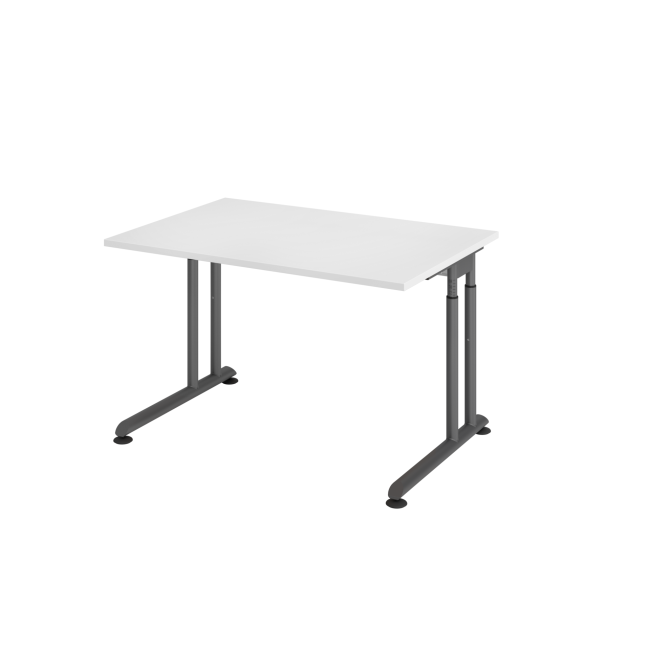 Schreibtisch Zürich - mechanisch höhenverstellbar - C-Fuß - Kabelwanne - B 1200 mm - graphit/weiß