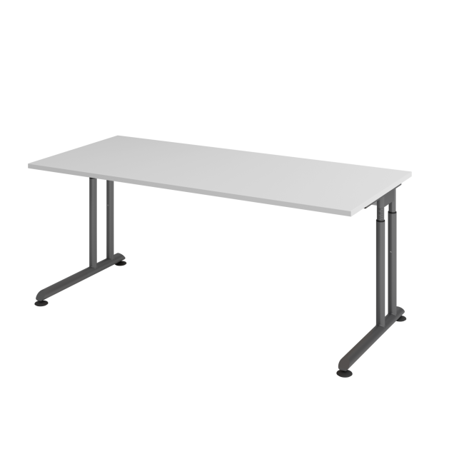 Schreibtisch Zürich - mechanisch höhenverstellbar - C-Fuß - Kabelwanne - B 1800 mm - graphit/grau