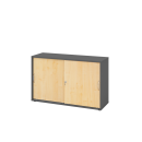 Schiebetürenschrank aus Holz - 2 Ordnerhöhen -...