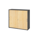 Schiebetürenschrank aus Holz - 3 Ordnerhöhen -...