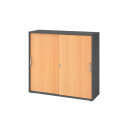 Schiebetürenschrank aus Holz - 3 Ordnerhöhen -...