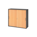 Schiebetürenschrank aus Holz - 3 Ordnerhöhen -...