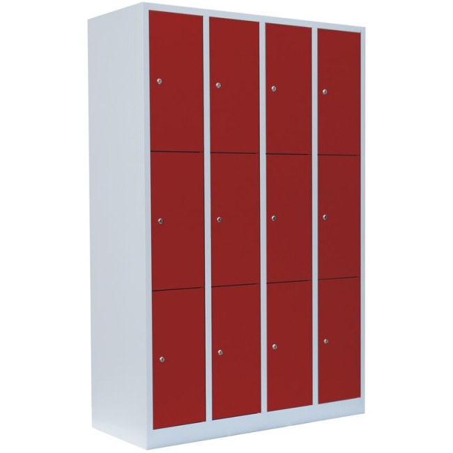 Lüllmann® Fächerschrank mit 12 Fächern - grau/rot