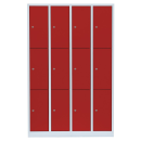 L&uuml;llmann&reg; F&auml;cherschrank mit 12 F&auml;chern - grau/rot