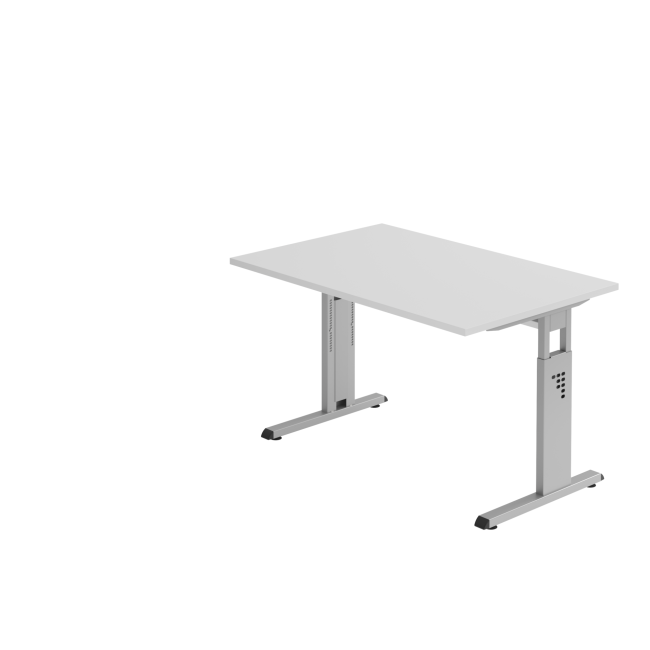 Schreibtisch Osaka - mechanisch höhenverstellbar - B 1200 mm - C-Fuß - silber/grau