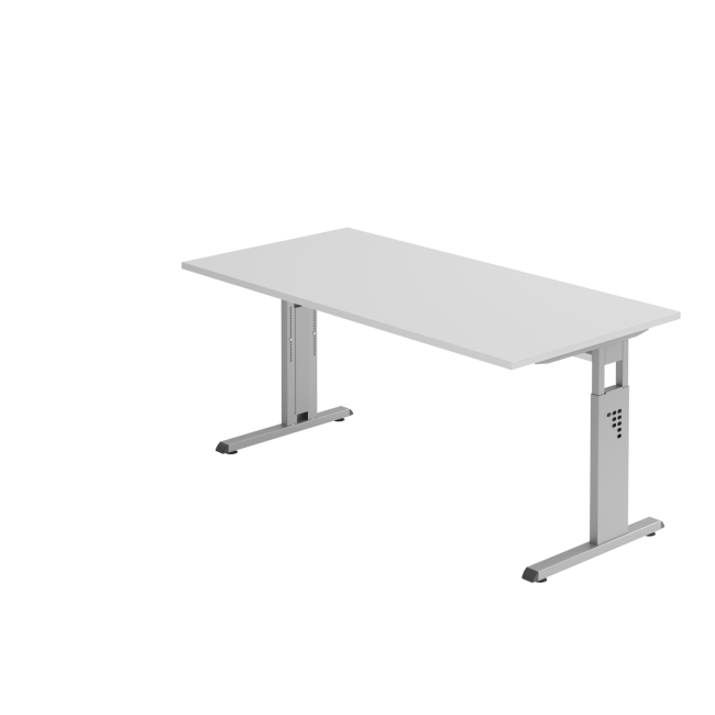 Schreibtisch Osaka - mechanisch höhenverstellbar - B 1600 mm - C-Fuß - silber/grau