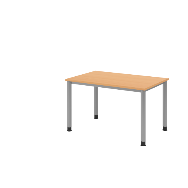Schreibtisch Helsinki - B 1200 mm - 4-Fuß - höhenverstellbar - silber/buche
