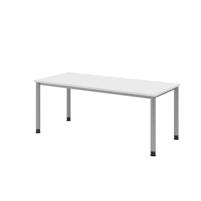 Schreibtisch Helsinki - B 1800 mm - 4-Fuß - höhenverstellbar - silber/weiß