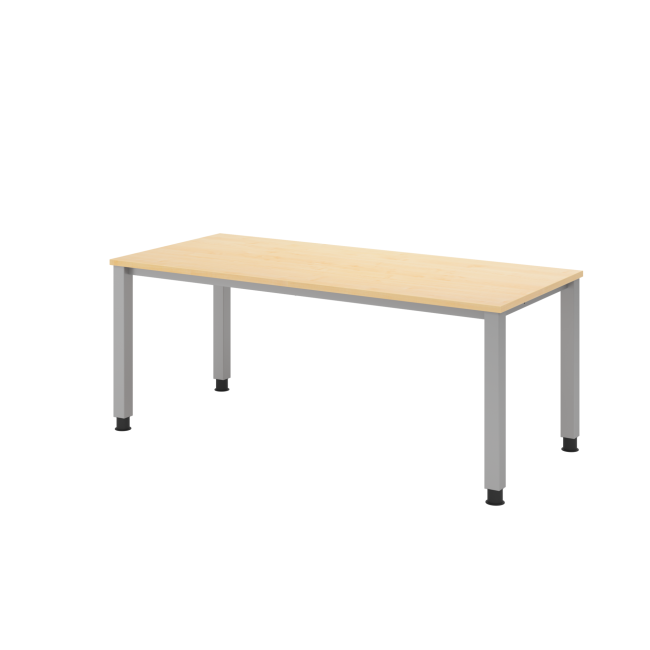 Schreibtisch Quebec - höhenverstellbar - B 1800 mm - 4-Fuß - silber/ahorn