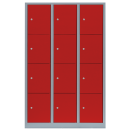 L&uuml;llmann&reg; XL F&auml;cherschrank mit 12 F&auml;chern - grau/rot