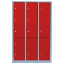 L&uuml;llmann&reg; XL F&auml;cherschrank mit 15 F&auml;chern - grau/rot