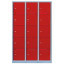 L&uuml;llmann&reg; XL F&auml;cherschrank mit 15 F&auml;chern - grau/rot