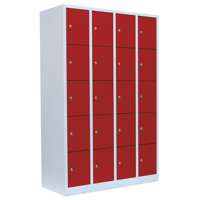 Lüllmann® Fächerschrank mit 20 Fächern - grau/rot