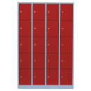 L&uuml;llmann&reg; F&auml;cherschrank mit 20 F&auml;chern - grau/rot