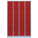 L&uuml;llmann&reg; F&auml;cherschrank mit 20 F&auml;chern - grau/rot