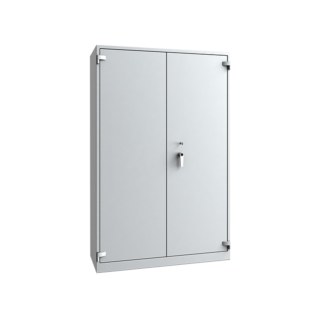 Feuergeschützter Aktenschrank A1, 1950 x 1260 x 550 mm, RAL 7035/7035 Lichtgrau, 2-türig