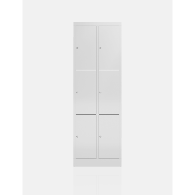 Seitenansicht Schließfachschrank Fächerschrank 6 Fächer Spind 180x60x50cm Wertfachschrank grau X-520320