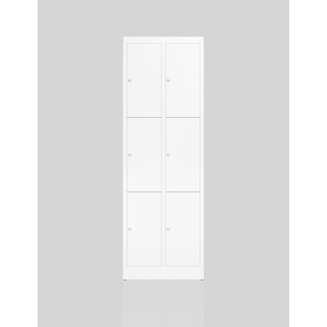Fächerschrank aus Metall mit 6 Fächern - weiß