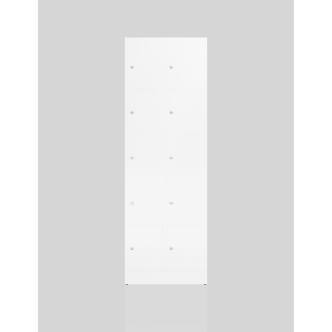 Seitenansicht Schließfachschrank Fächerschrank 10 Fächer Spind 180x59x50cm Wertfachschrank weiß X-520527