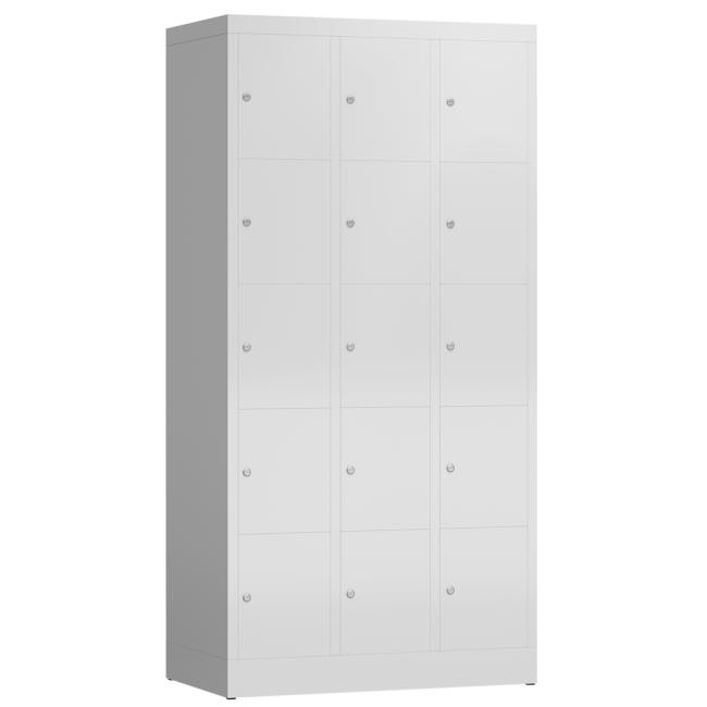 Seitenansicht Schließfachschrank Fächerschrank 15 Fächer Spind 180x90x50cm, lichtgrau X-520530_1