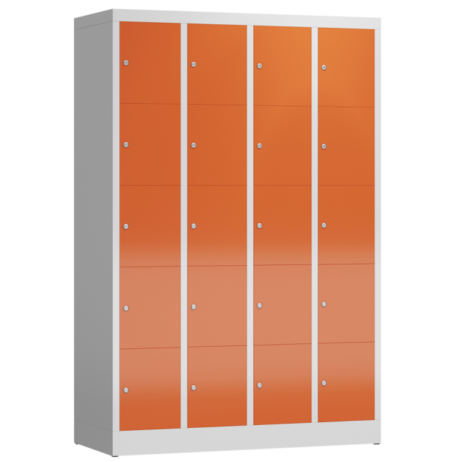 Seitenansicht Schließfachschrank Fächerschrank 20 Fächer Spind 180x120x50cm lichtgrau/feuerrot X-520544_1