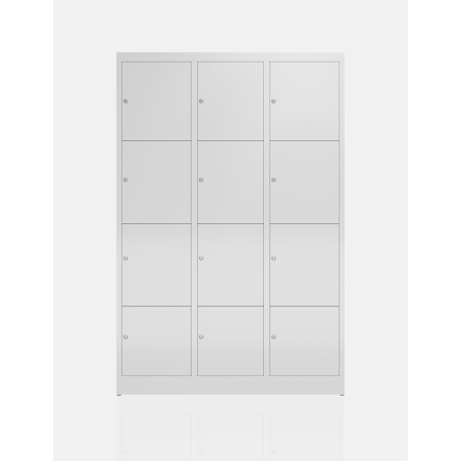 Seitenansicht Schließfachschrank Fächerschrank 12 Fächer 1800 x 1200 x 500mm Spind lichtgrau X-523430