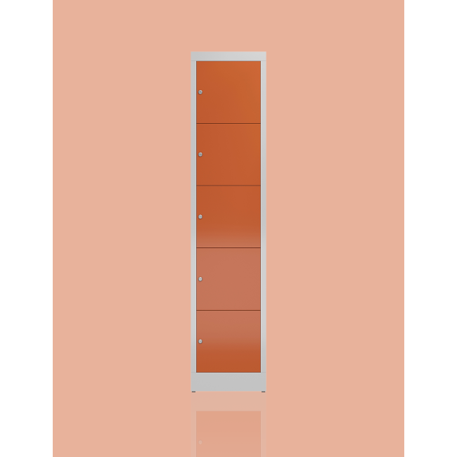 Seitenansicht XL Schließfachschrank 5 Fächer extra breit Wertfachschrank 180x41,5x50cm grau/rot X-523514