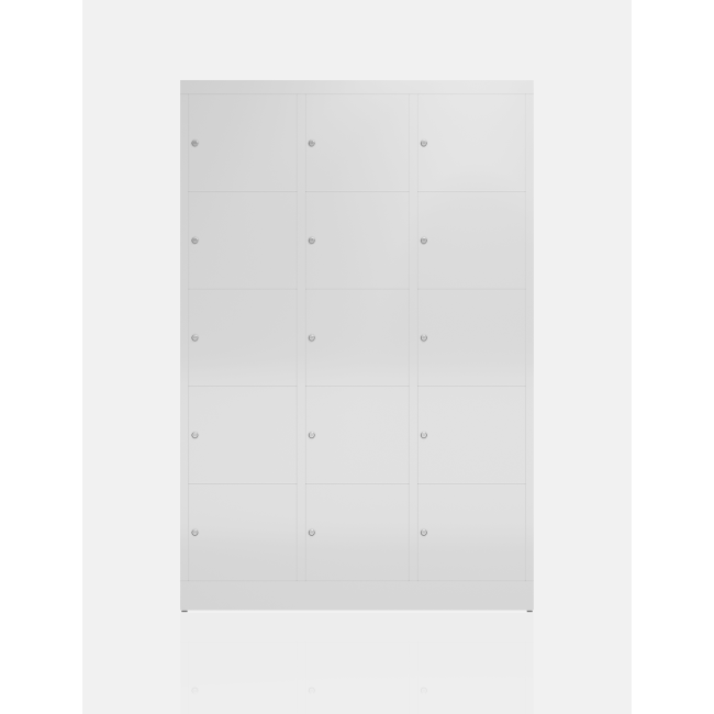 Seitenansicht XL Schließfachschrank 15 Fächer extra breit Wertfachschrank 180x118,5x50cm grau X-523530