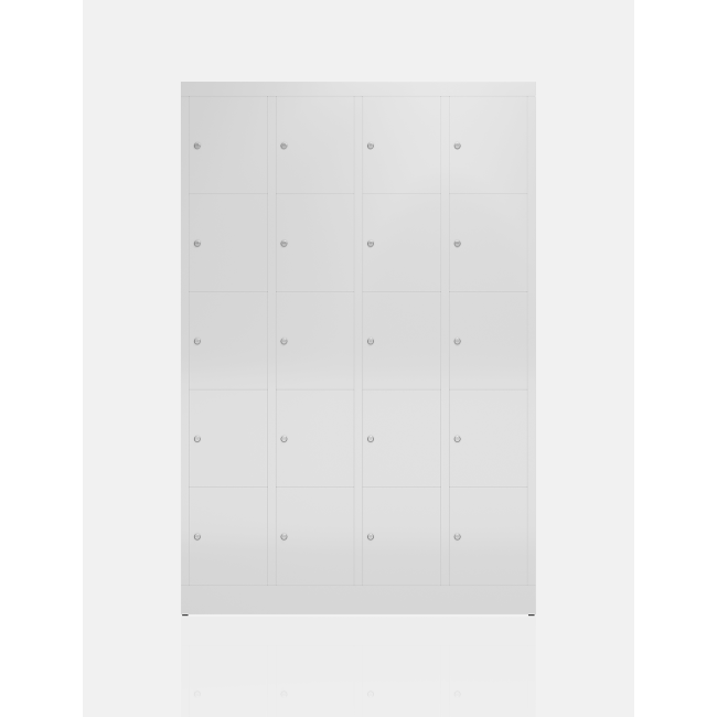 Seitenansicht vom Steelboxx Schließfachschrank Fächerschrank 20 Fächer Spind 180x118,5x50cm Wertfachschrank grau X-520540 komplett montiert.