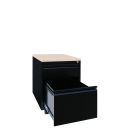 Stahl B&uuml;ro Rollcontainer B&uuml;rocontainer mit H&auml;ngeregistratur f&uuml;r DIN A4 H&auml;ngemappen 62x46x59cm schwarz /Platte: Ahorn-Dekor 505202